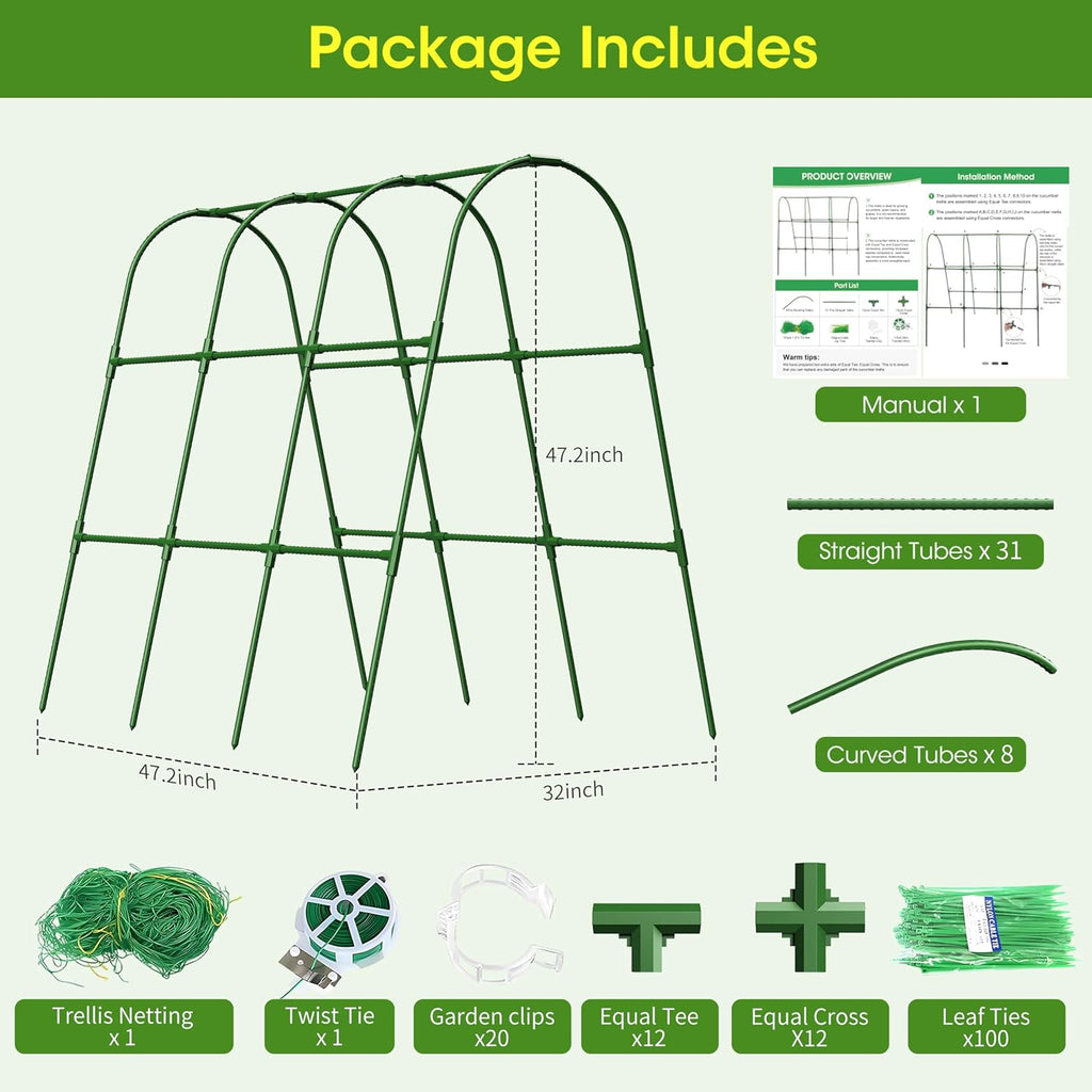 Cucumber Trellis for Raised Bed,U-Shape Garden Trellis for Climbing Plants Outdoor, Metal Arch Vegetables Trellis
