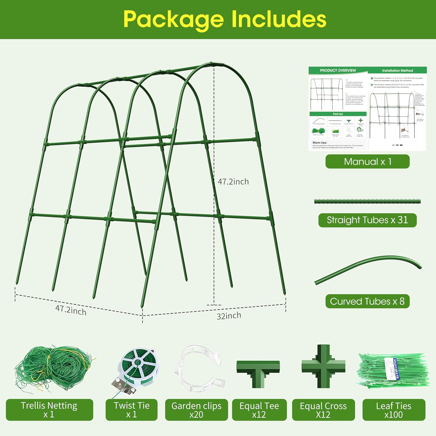 Cucumber Trellis for Raised Bed,U-Shape Garden Trellis for Climbing Plants Outdoor, Metal Arch Vegetables Trellis