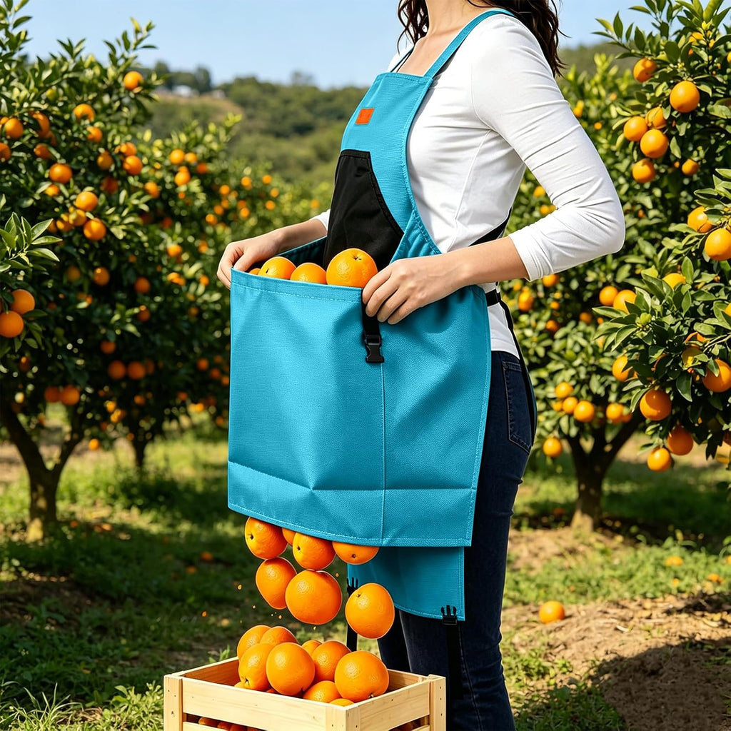 Gardening Apron with Bottom Quick Release Kangaroo Pocket for Women, Men | Heavy Duty Garden Harvest Apron with