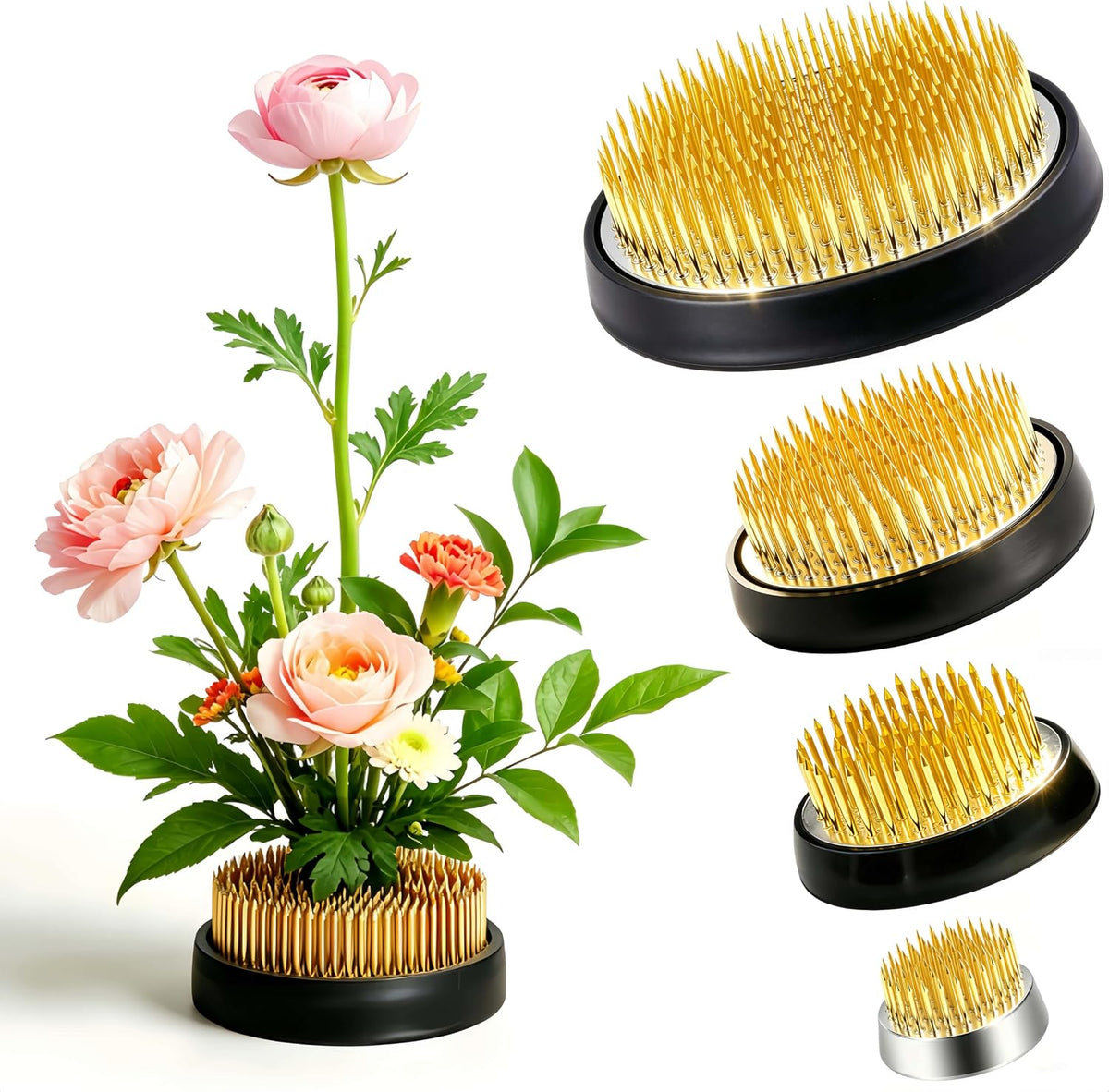 4Pcs Round Stainless Flower Frog Kenzan Ikebana Floral Pin Holder