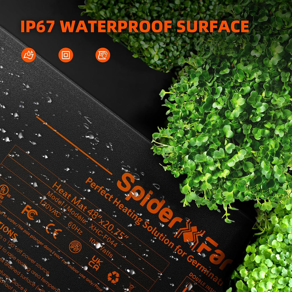 Spider Farmer 48"x20.75" Built-in Temperature Controller Seedling Heat Mat | MET & UL Certified, IP67 Waterproof Plant