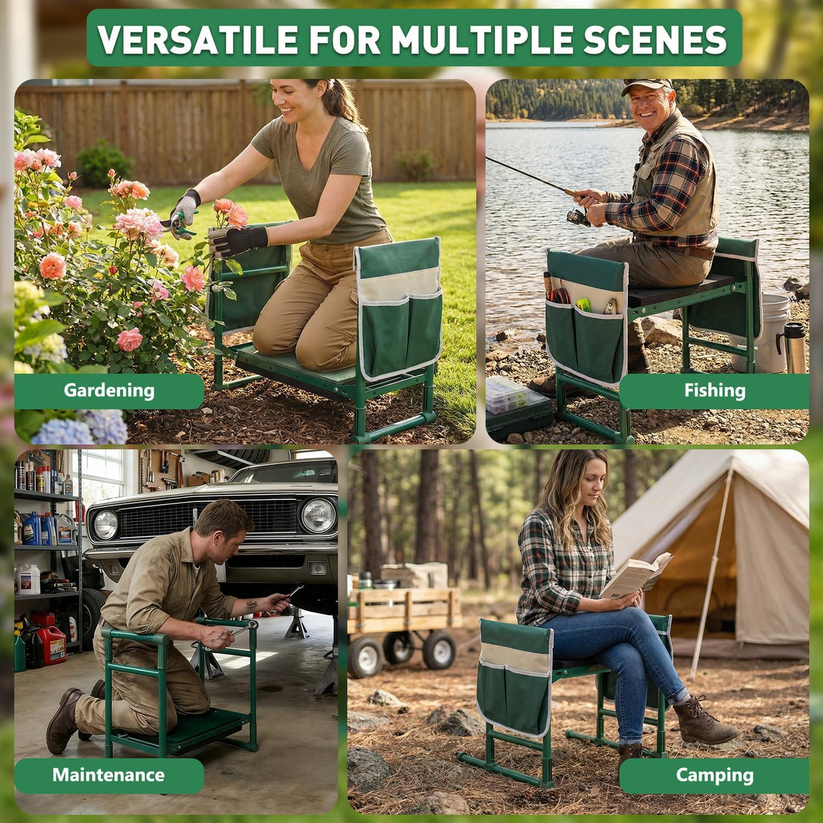 Garden Kneeler and Seat for Seniors – Heavy Duty Anti-Tip Gardening Stool with Widened Thick Soft Kneeling Pad