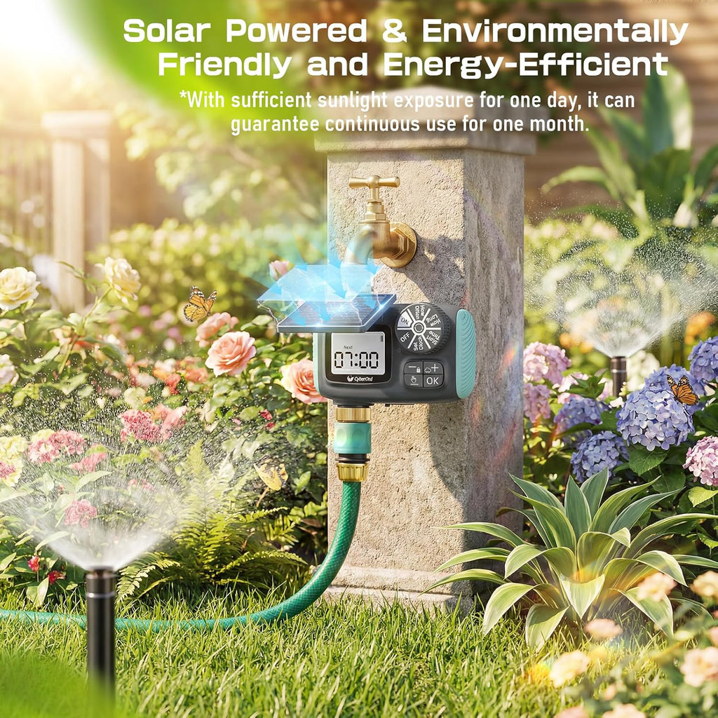 Solar Hose Timer, Sprinkler Timer Programmable with Brass Swivel | Water Timers for Garden Hose Watering with Rain