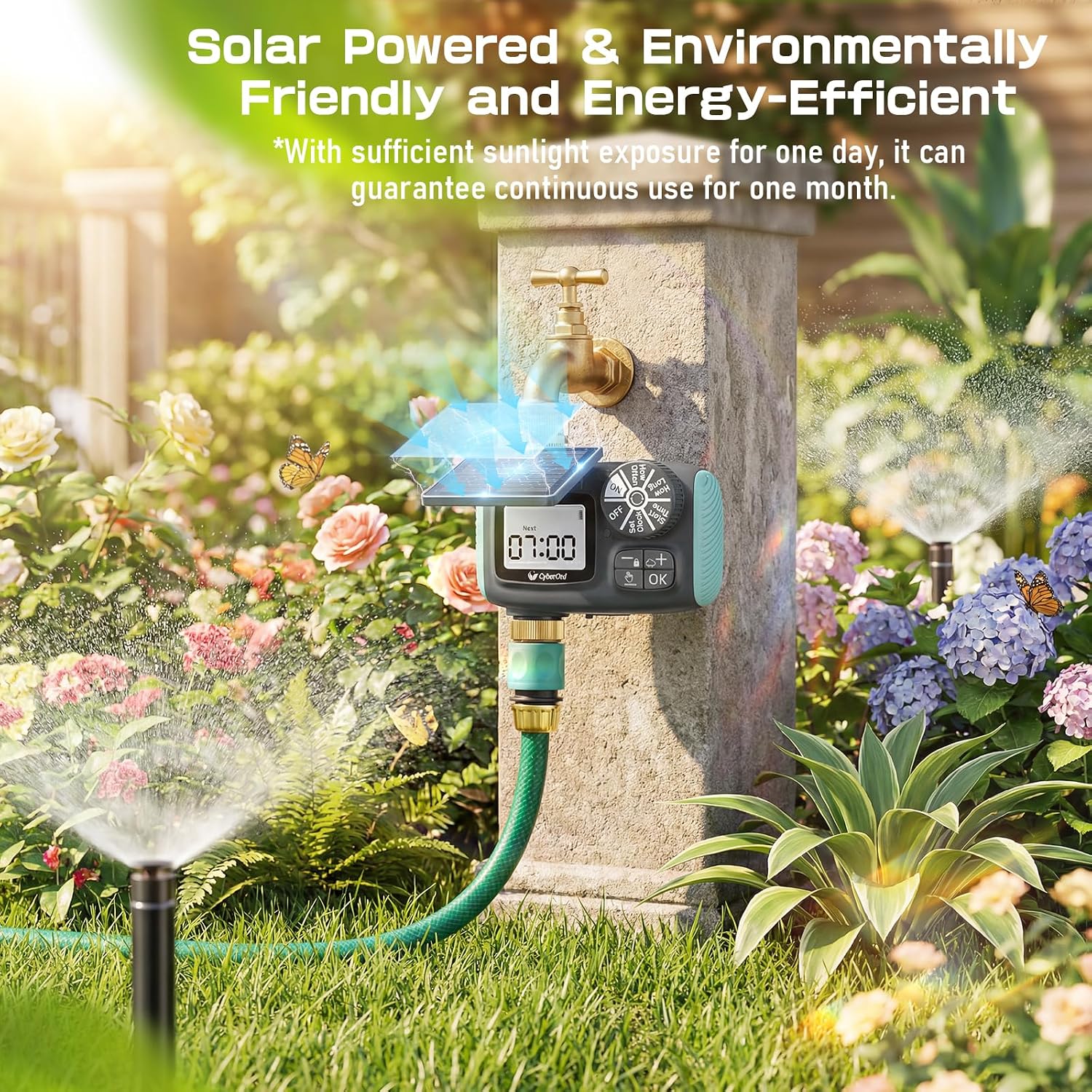 Solar Hose Timer, Sprinkler Timer Programmable with Brass Swivel | Water Timers for Garden Hose Watering with Rain