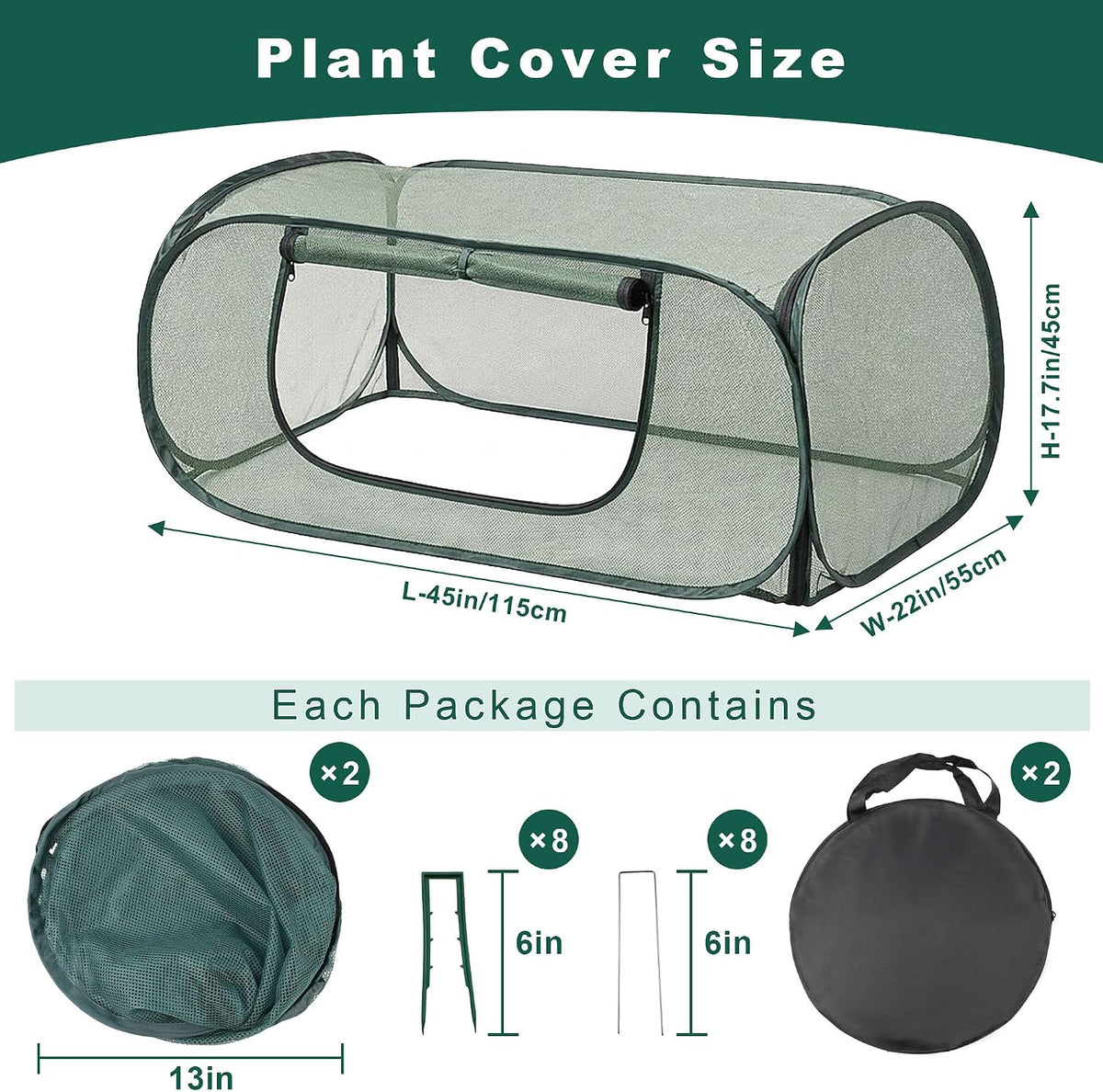 2Pack Garden Covers for Raised Beds, Pop-Up Mesh Plant Protect Covers, 30% Sunblock Plant Shade Tent, Crop Cage for