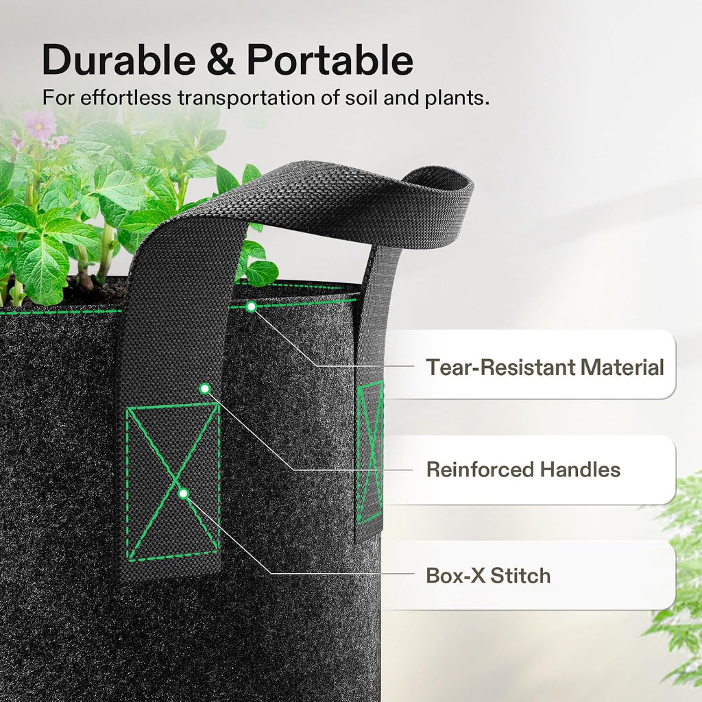 VIVOSUN 10-Pack 30 Gallon Plant Grow Bags Fabric Pots with Handles | 300G Thickened Nonwoven Fabric, Excellent
