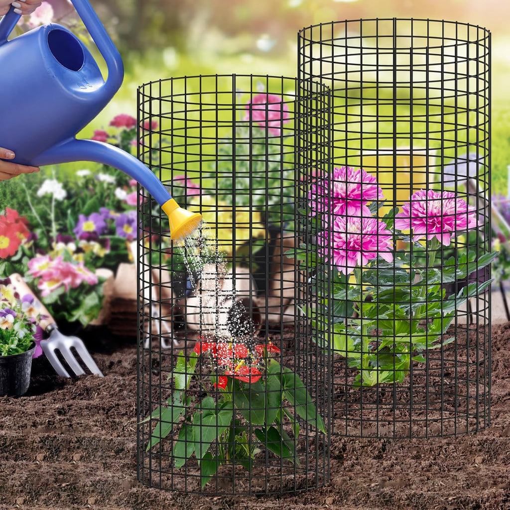 5 Pack Plant Protectors from Animals, 24x12" Plant Cages for Outdoor Plants | Wire Plant Protector, Thick Metal