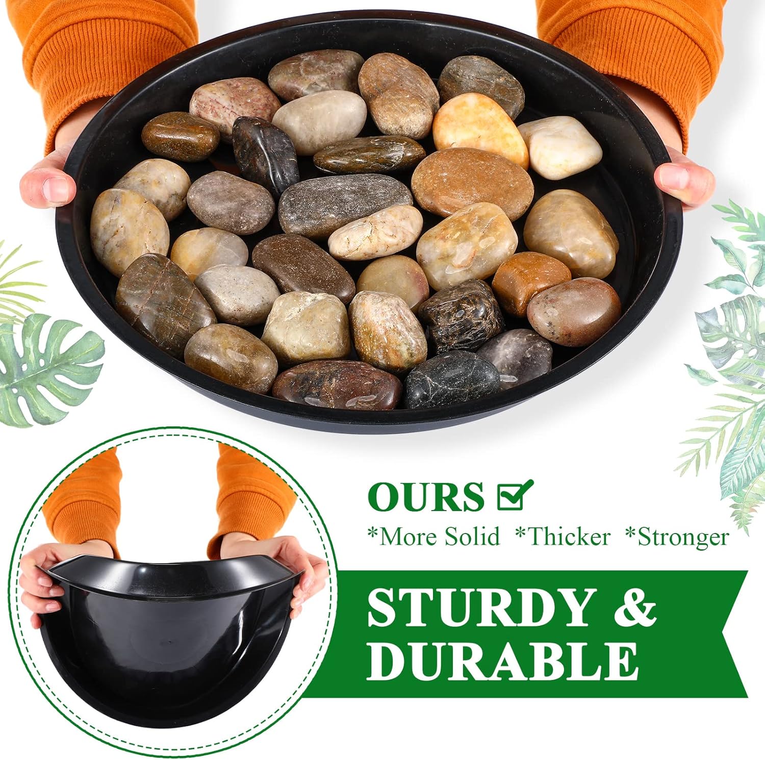 Sawysine 30 Pack Plastic Plant Saucer Round Drip Trays Black Flower Pot Saucers Thick Plant Dish Sturdy Water Tray