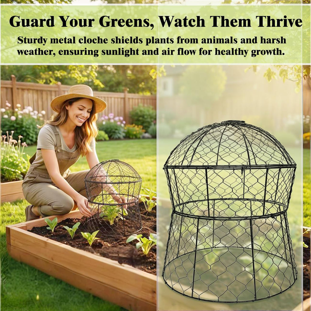 Garden Cloches for Plants 2 Pack Metal Plant Protectors from Animals Chicken Wire Cloche Updated Plant Cages for