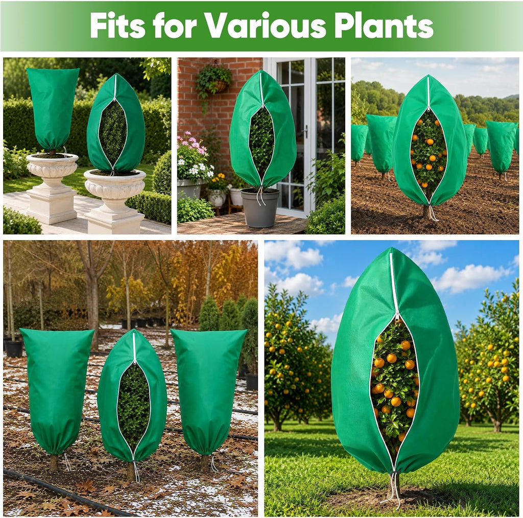 SPORTYOUTH 4 Pack Plant Covers Freeze Protection Frost Blanket 47.2"x72" | 2.4 oz Upgrade Non-Woven, Winter Tree Jacket