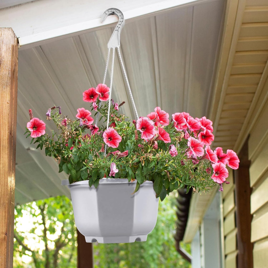 Roshtia 50 Pcs 6.7 Inch Plastic Hanging Plant Pots with Hooks Flower Pots Baskets Outdoor Hanging Nursery Planter