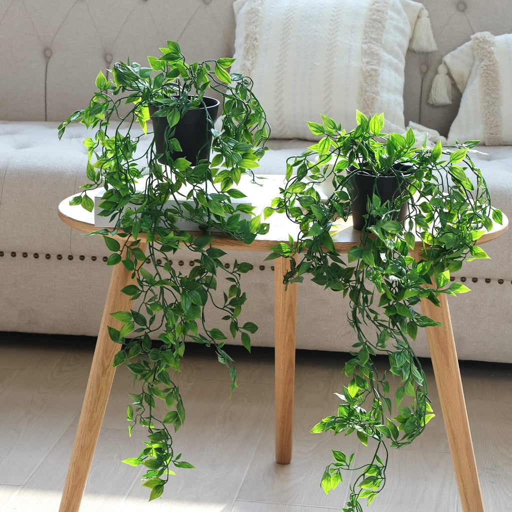Whonline 3 Pack Artificial Hanging Plants Fake Plants with Pots for House Bedroom Wall Garden Decor