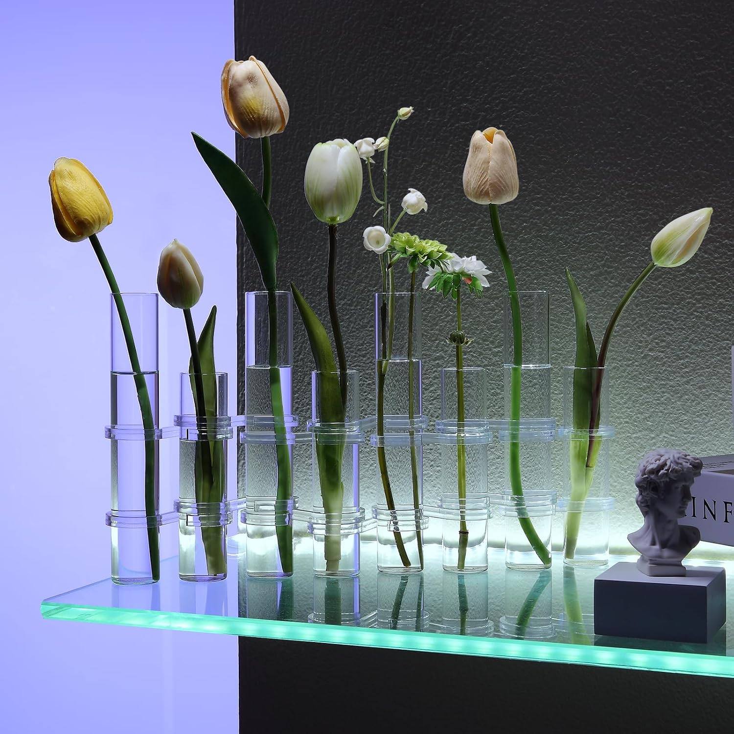 Hinged Flower Vase Different Heights Clear Cylinder Tiny Glass Foldable Vase Test Tube Propagation Station