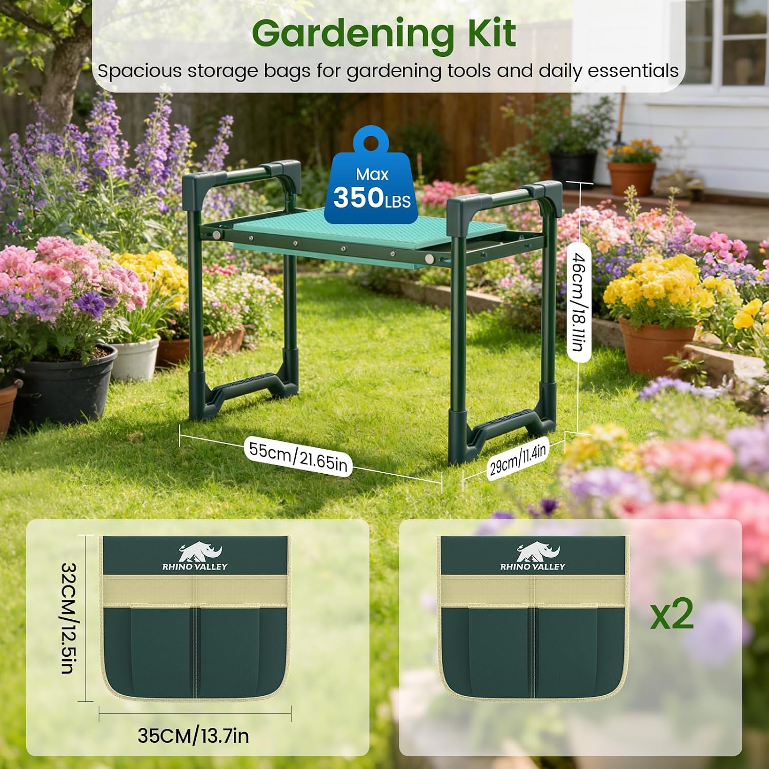 Garden Kneeler and Seat Foldable Gardening Stool Foldable Gardening Bench | Heavy Duty 2 in 2 Gardening Stool with Tool