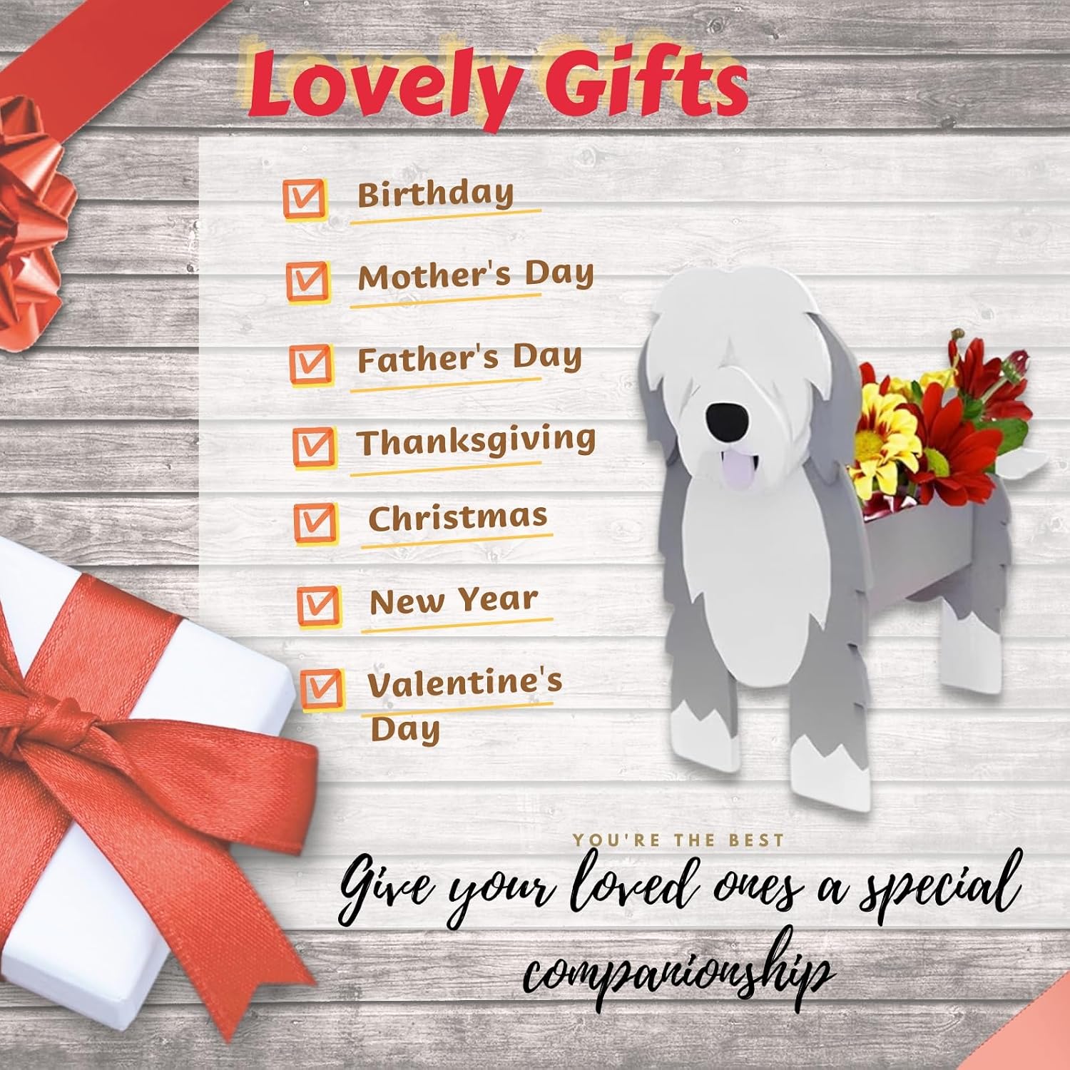 English Shepherd Dog Planter Pots, Animal Shaped Flower Pot | Cute Plant Gift for Women and Pet Lovers, Indoor Outdoor