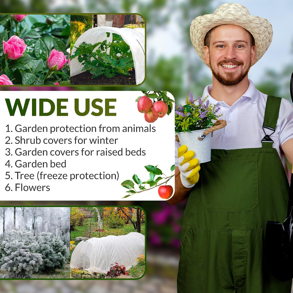 Plant Frost Blanket 10x30 ft, 50 GSM Garden Row Cover Fabric for Freeze Protection, Reusable Winter Plant Cover for