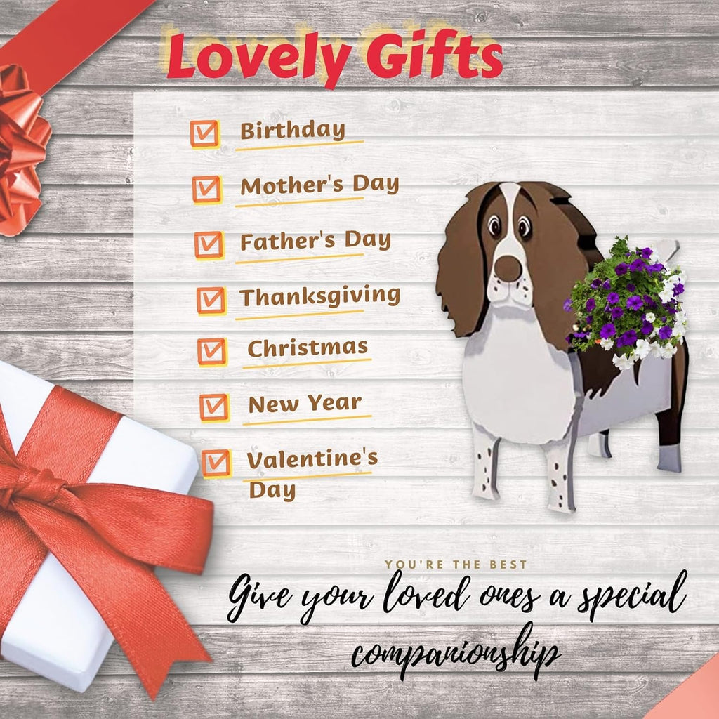 Springer Spaniel Dog Planter Pots, Animal Shaped Flower Pot | Cute Plant Gift for Women and Pet Lovers, Indoor Outdoor