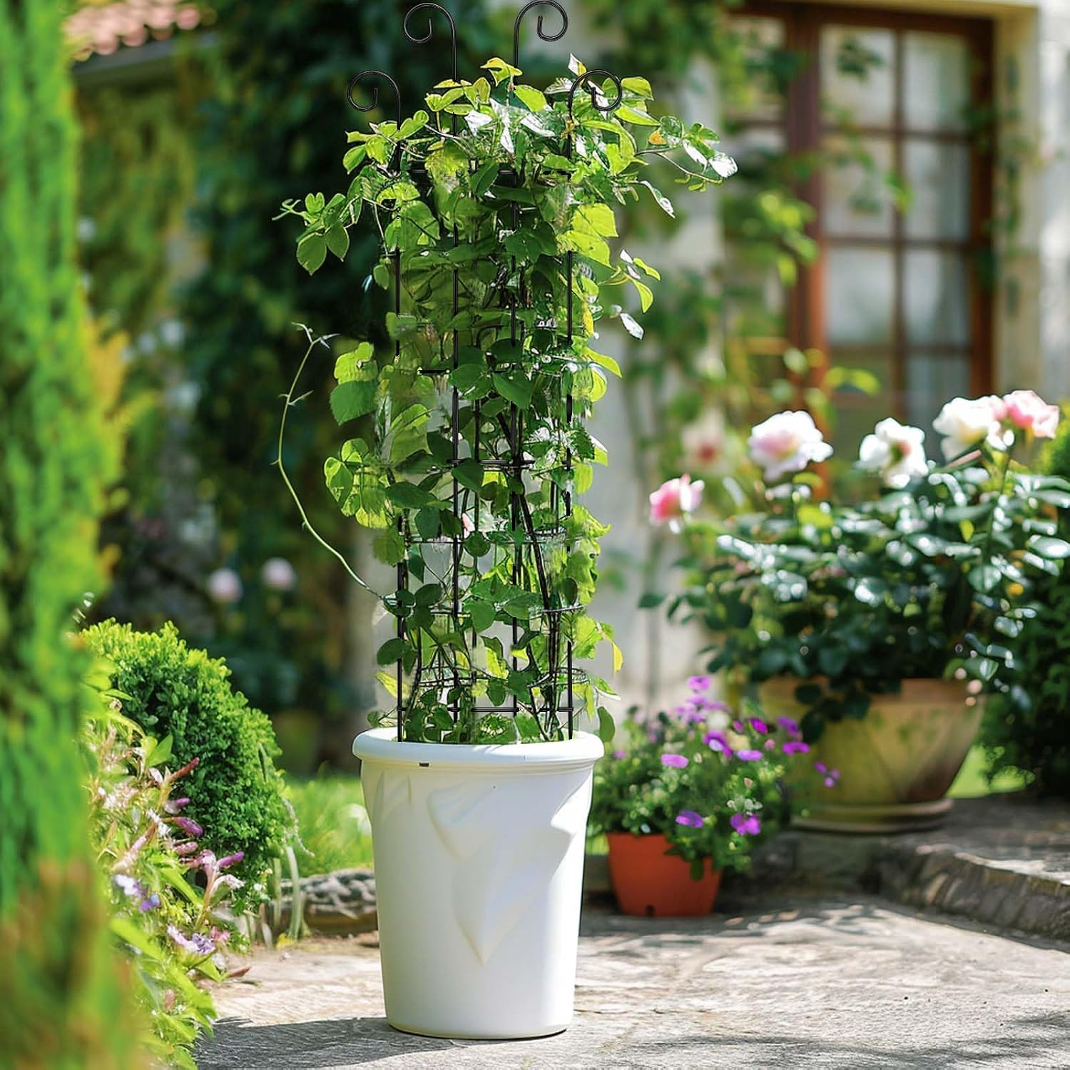 4 Pack 32 Inch Plant Trellis Outdoor Metal Trellis for Climbing Plants Indoor Garden Trellis for Climbing Plants