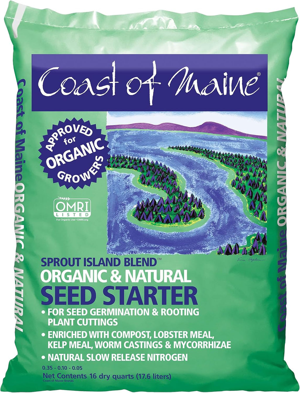 Coast of Maine, 16qt (Pack of 10) Sprout Island Blend, Organic & Natural Seed Starter for Seed Germination & Root Plant