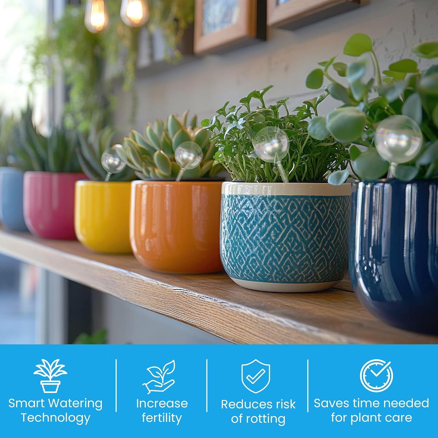 Little Green Leaf Automatic Plant Watering Globes, Self Watering Planter Inserts (Set of 10) | Clear Plastic Bulbs | 6