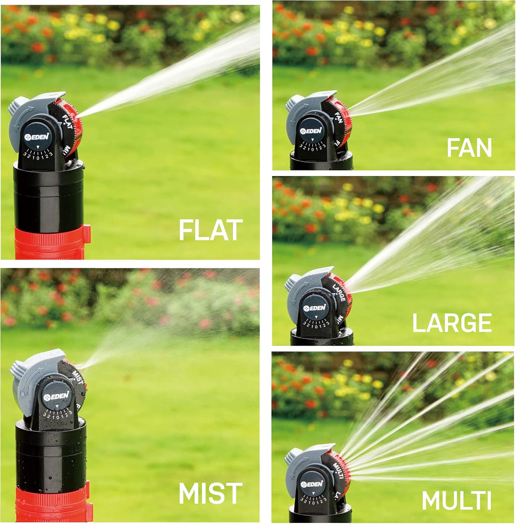 Eden 94143 Multi-Pattern Sprinkler Plus One-Direction Misting System with Metal Sprike Set; Gear Drive, Heavy Duty