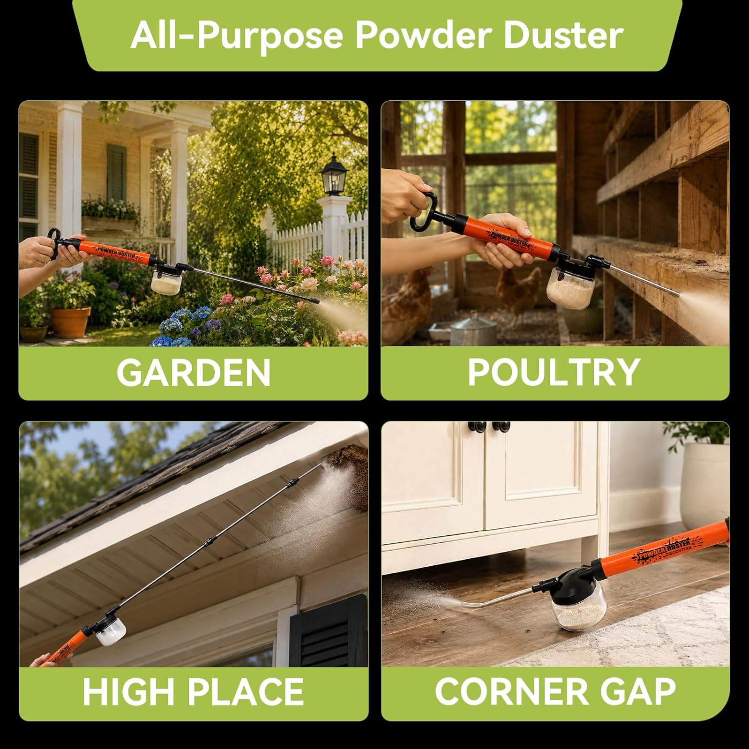 Diatomaceous Earth Powder Duster,4.6 FT Adjustable Powder Pump Sprayer Applicator with 300ml Hopper and Carry Bag for