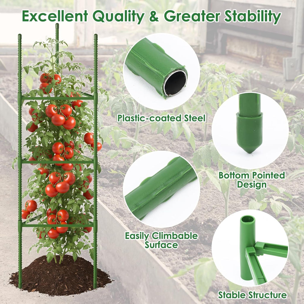 CEWOR 6 Pack Tomato Cage, 51.2 Inch Tall Adjustable Tomato Trellis | Tomato Cages for Garden, Plant Support Structure