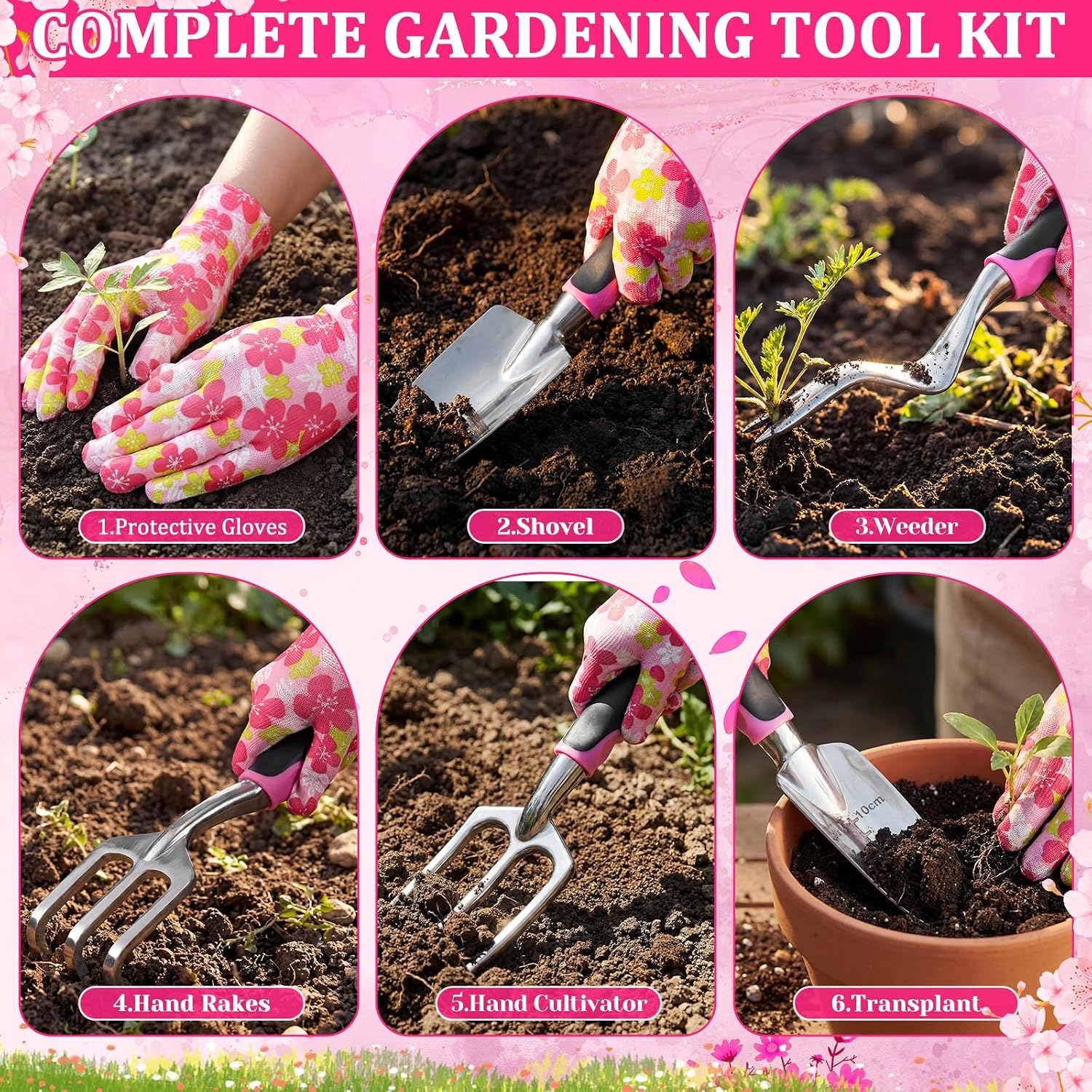 Blueweenly 9 Pcs Watering Can Garden Tools Kit with Bible Verse Christian Gardening Gifts for Women with Heavy Duty