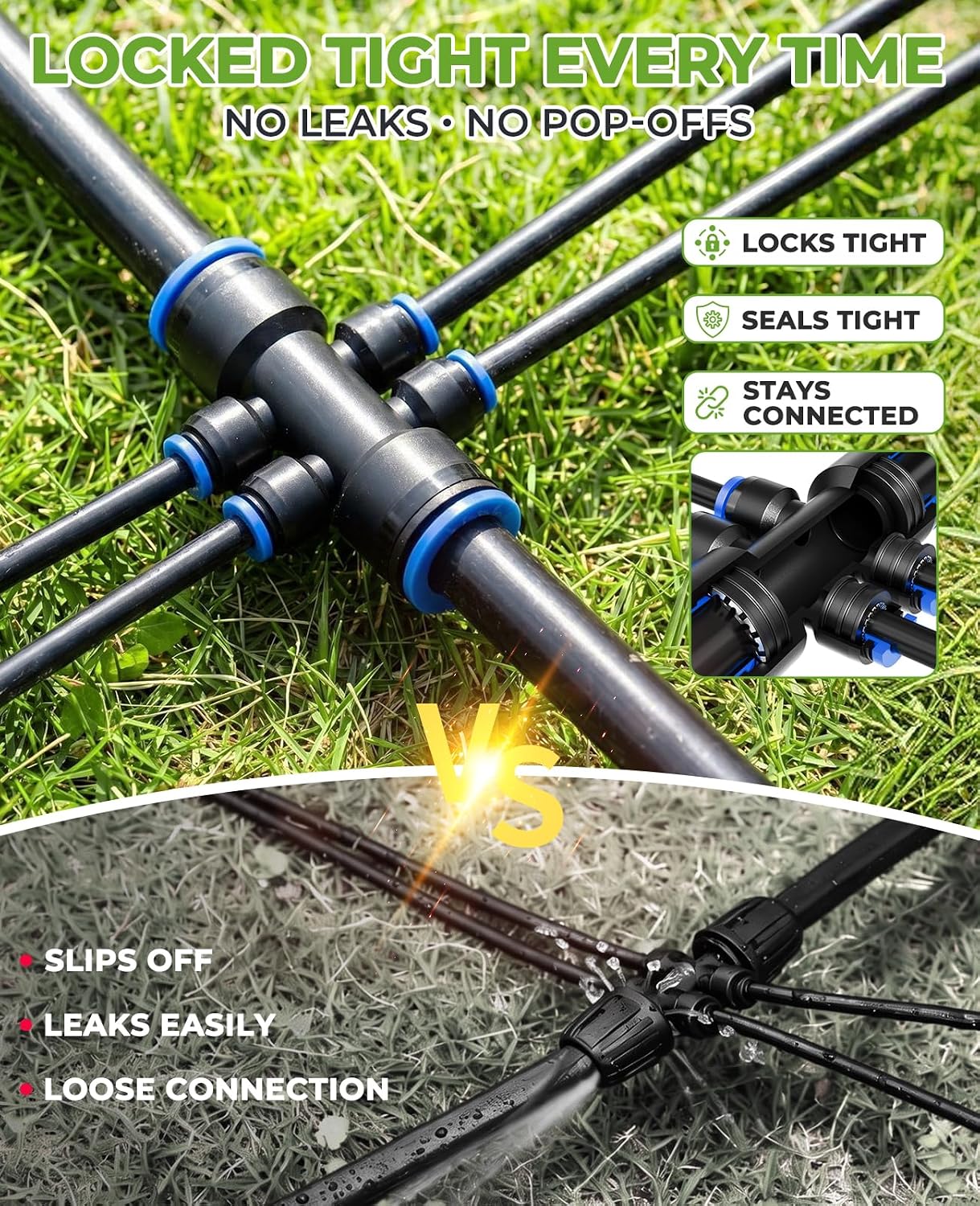 HIRALIY 100FT Automatic Drip Irrigation Kit with Timer | Automatic watering system with quick-connect design, 80FT 1/4"
