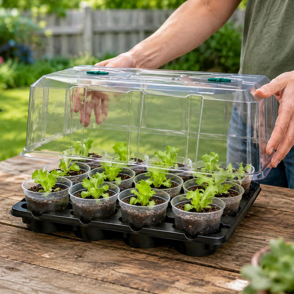 4 Inch Seed Starter Trays 2 Pack with Humidity Dome | 12-Cell Seedling Starter Trays, Plant Starter Germination Trays