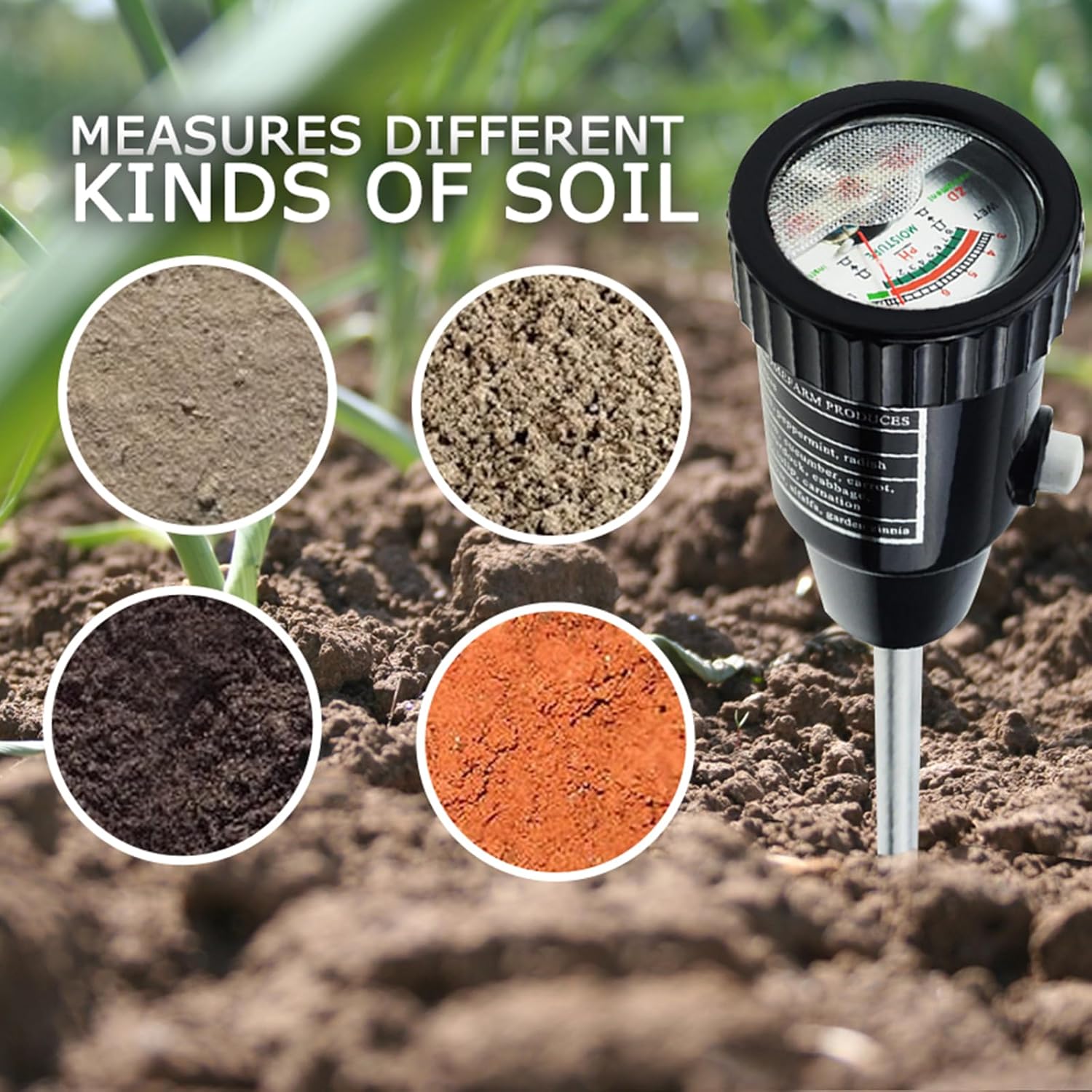 Soil PH Meter, Soil Moisture Sensor Meter, Soil PH Tester Gardening Tool Kits for Plant, Tree, Soil Tester for Moisture