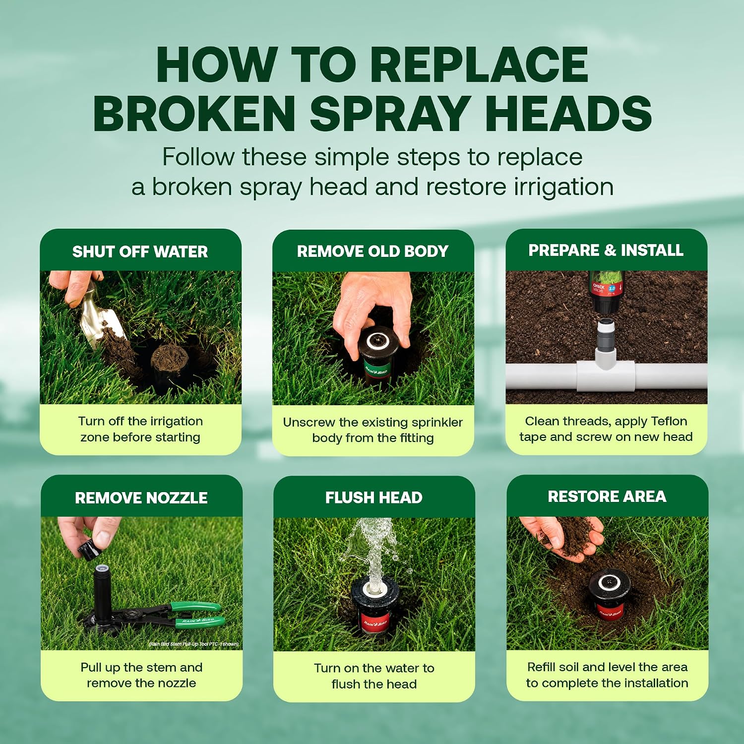 Rain Bird 1804LN 1800 Series Professional Pop-Up Sprinkler Body Only No Nozzle - 10Pack, 4 in Pop Up Irrigation