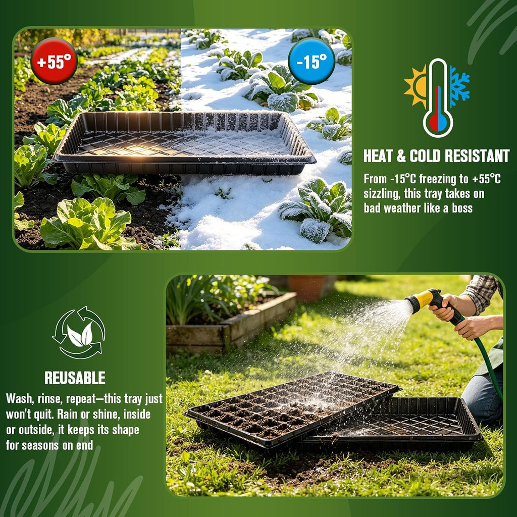 20 Pack Seed Starter Trays Heavy Duty Plastic Seedling Trays kit | Reusable 10Pcs 1020 Trays + 10Pcs 72 Cell Seed Trays