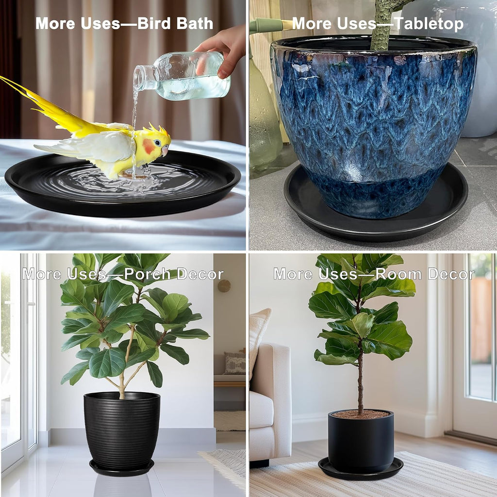 Flower Pot Saucer 12 Inch - Ceramic Plant Saucer for Outdoors Plant Drip Tray for Pots Indoor No Holes Large Plant
