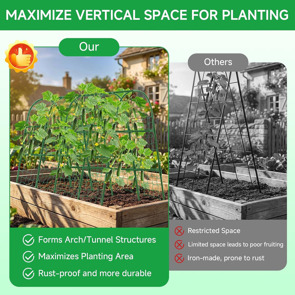 48x65 Inch Cucumber Trellis for Raised Bed U-Shape Garden Trellis | Garden Arch Trellis for Climbing Plants Outdoor