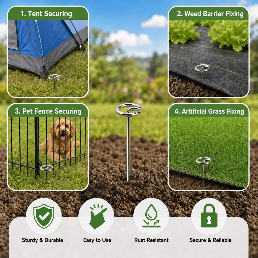 120 Pack Landscape Staples 6Inch 8 Gauge Circle Top Landscape Pins,Heavy Duty Galvanized Garden Stakes,Ground Pins for