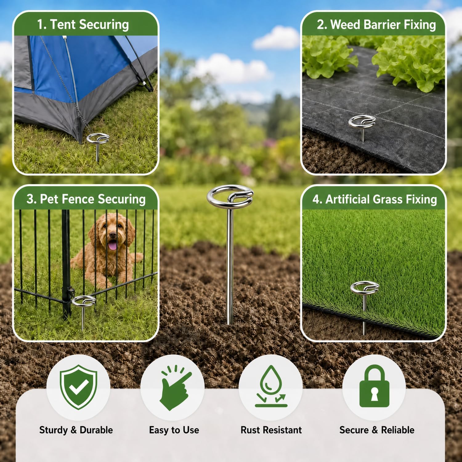 120 Pack Landscape Staples 6Inch 8 Gauge Circle Top Landscape Pins,Heavy Duty Galvanized Garden Stakes,Ground Pins for