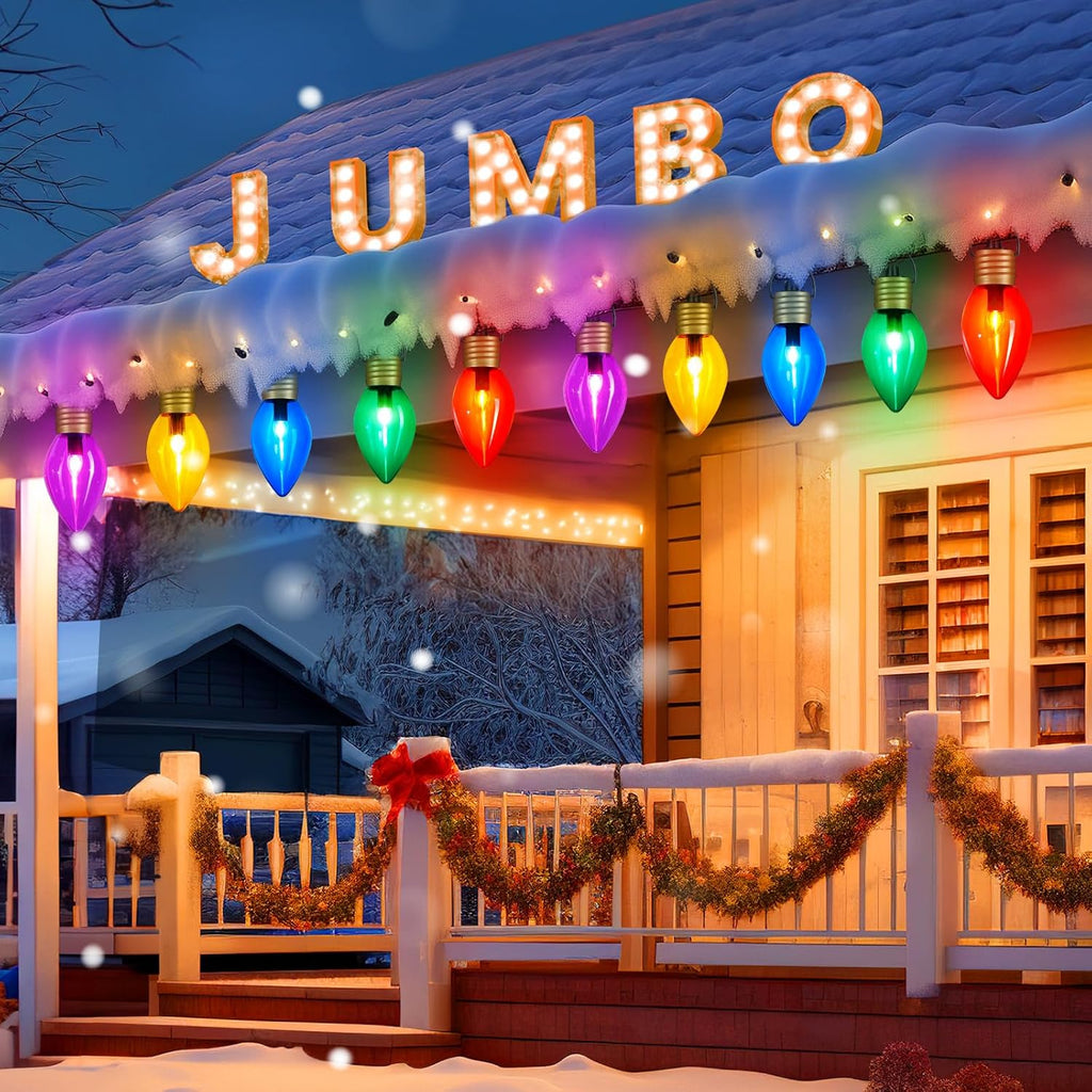 Hanging Christmas Decoration Outdoor, 8.5 FT 5 LED Jumbo C9 Pathway Lights