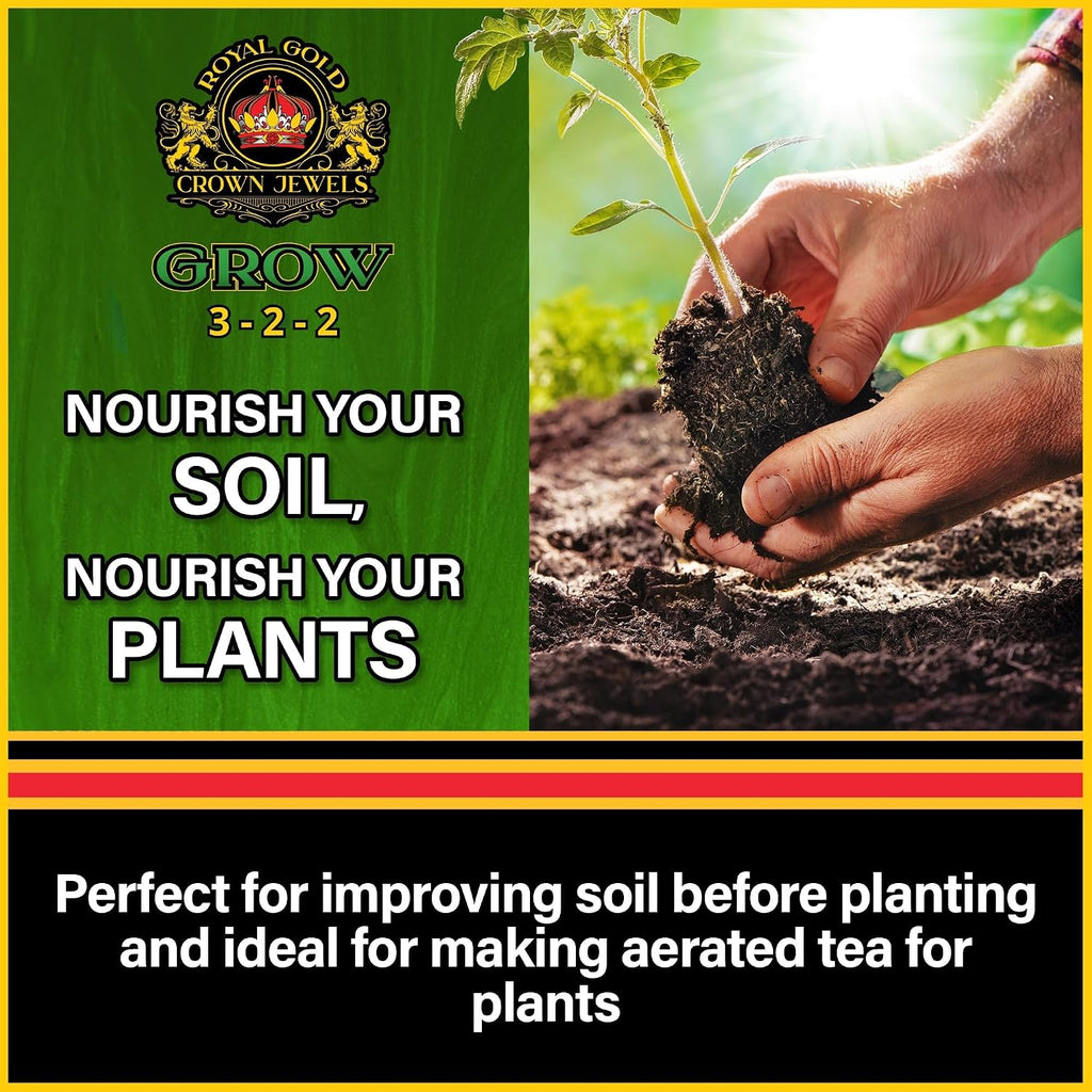 Royal Gold Crown Jewels Organic Grow 3-2-2 Dry Soluble Fertilizer, 5 lbs - Best for Improving Soil Before Planting