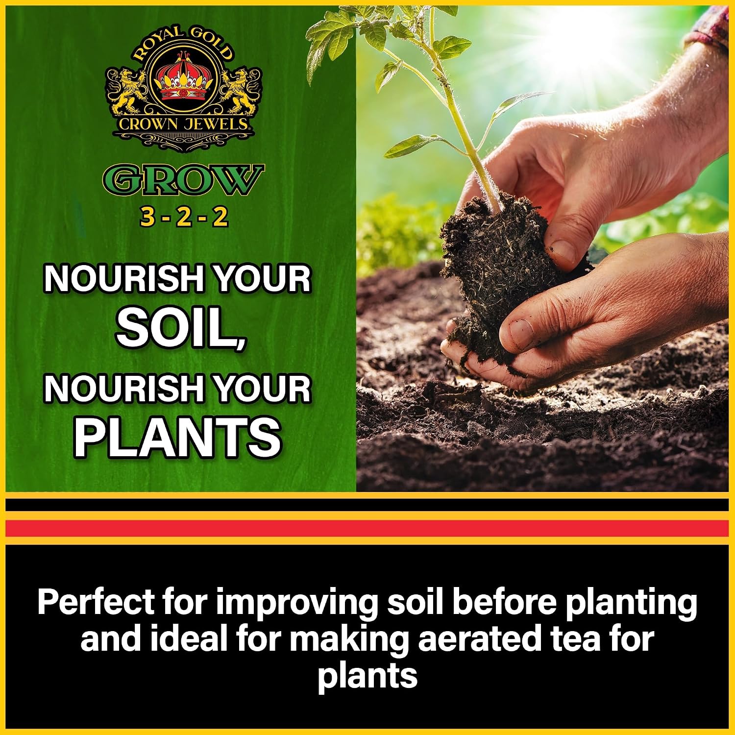 Royal Gold Crown Jewels Organic Grow 3-2-2 Dry Soluble Fertilizer, 5 lbs - Best for Improving Soil Before Planting