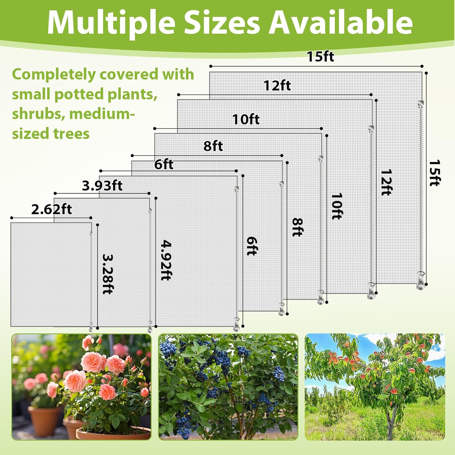 Large Fruit Tree Netting, 12X12FT Insect Garden Net, Zipper, Drawstring | Tree Net, Bird Netting, Garden Protection