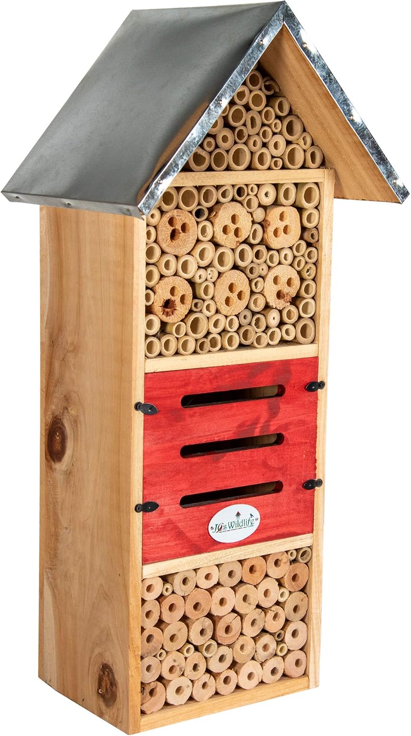 Tall Insect Hotel - Great for housing Mason Bees, Leaf-Cutter Bees and Lacewings, Extra Large Bee House 21.75" X 7.25"