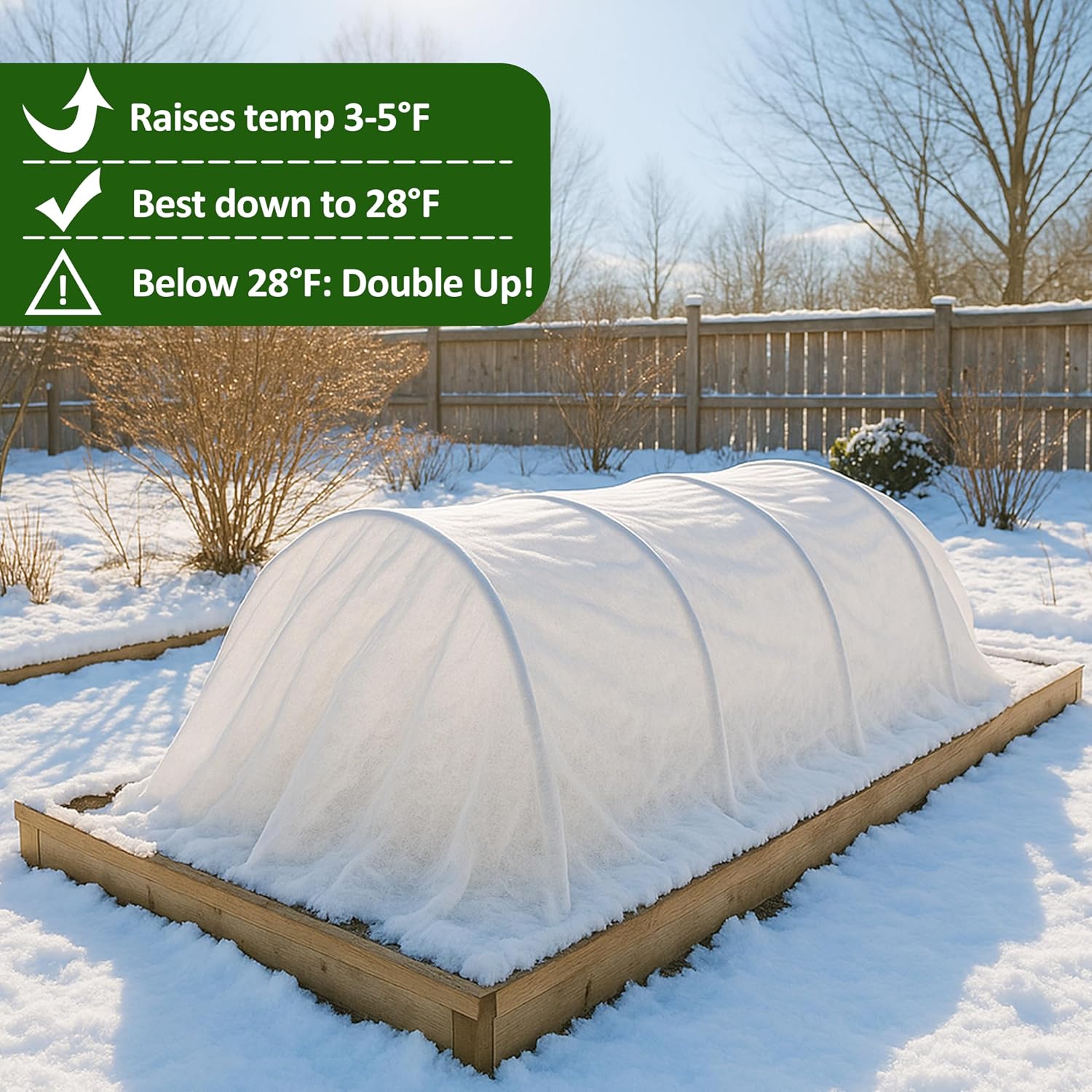 Gardzen 1.5 oz Plant Covers Freeze Protection, Reusable 10ft x 50ft Floating Row Covers, Thicker Frost Blankets for