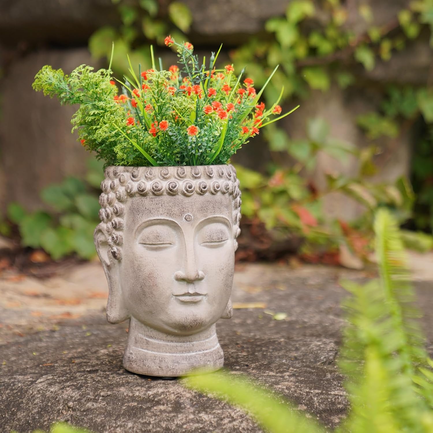 Buddha - Face Flower Pot - Head Planters - Garden Statue - Cactus Succulents Planter Pot Indoor Outdoor Planter with
