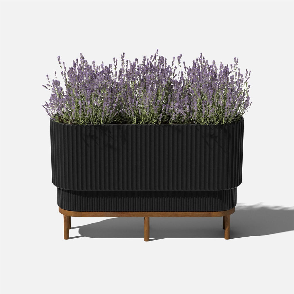 Veradek Demi Series Raised Long Planter - Wide Planter with Stand | Made From a Durable Plastic-Stone Composite & Comes