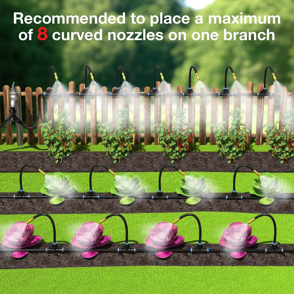 MIXC 20pcs 360° Adjustable Drip Irrigation Nozzles for 1/4" Drip Irrigation Tubing, Only 20pcs Flexible Misting Copper