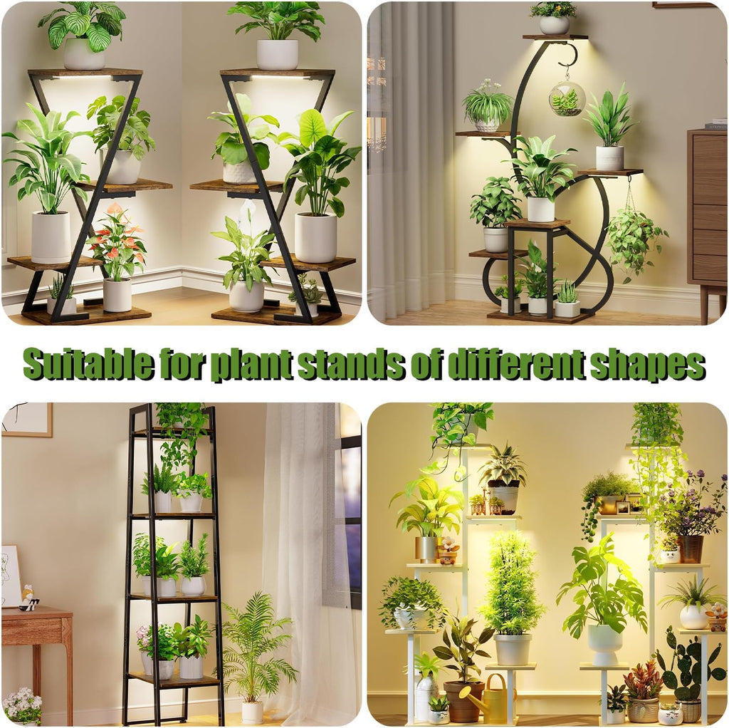 8.6'' LED Grow Light Strips, Full Spectrum 3500K Grow Lights for Indoor Plants, 4 Head with 3/9/12H Timer, 10 Dimmable
