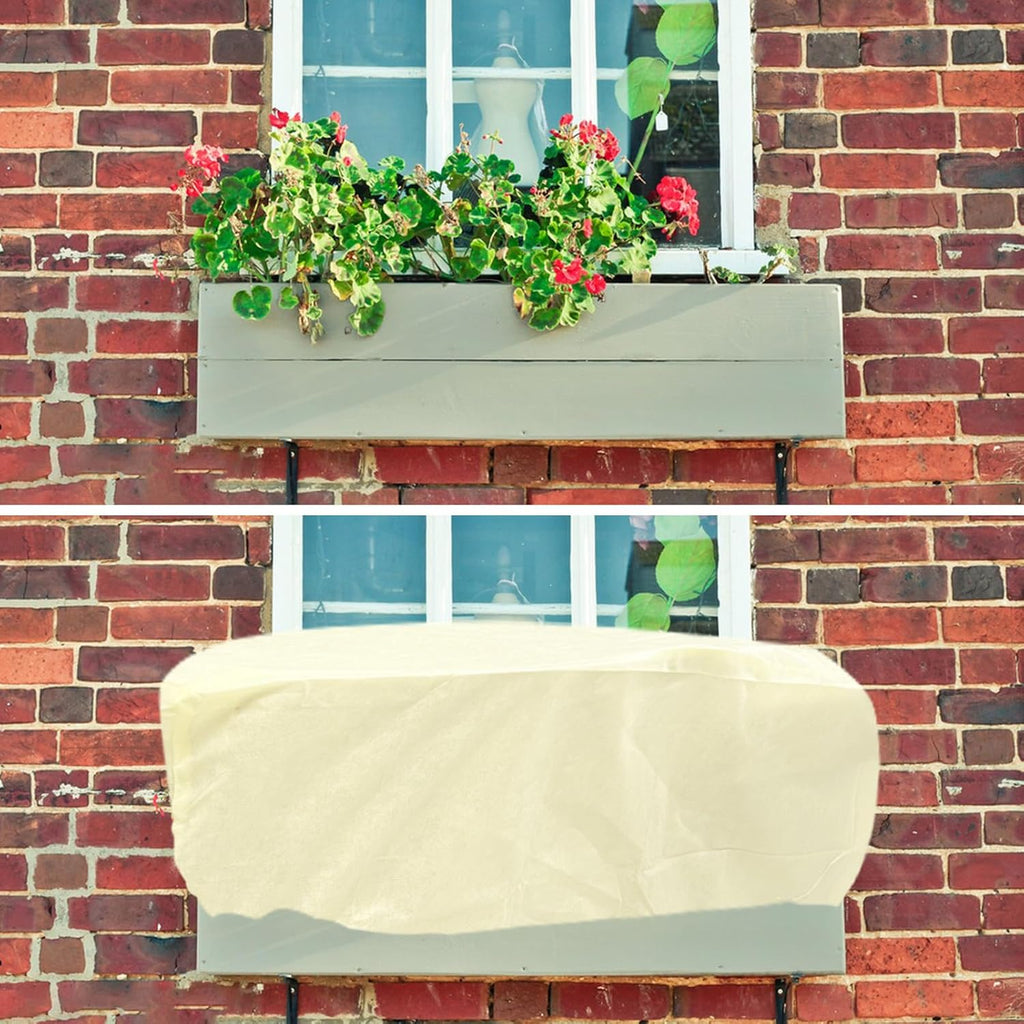 4 Pcs Rectangular Planter Box Cover Freeze Protection, Flower Box Covers Winter Frost Blanket with Drawstring for