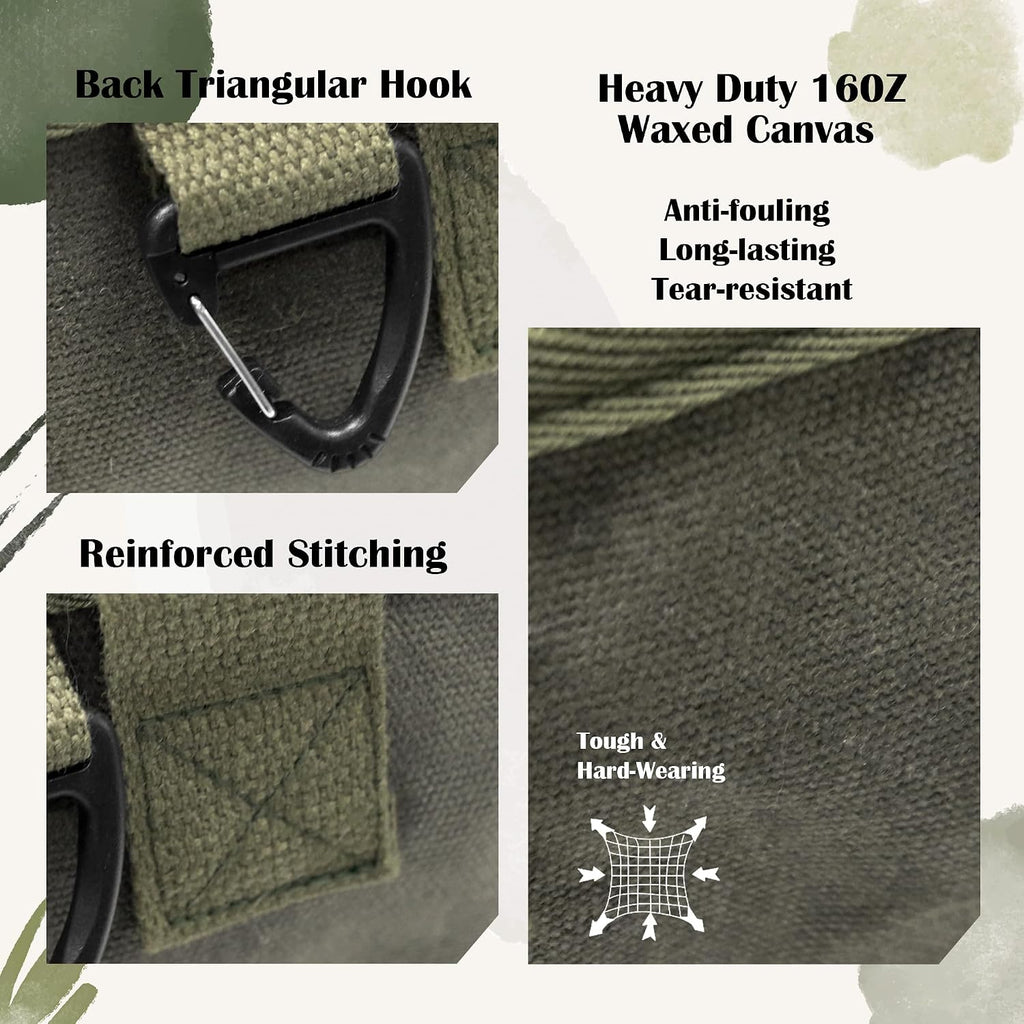 Waxed Canvas Utility Tote Bag, Large Capacity Multi-Pocket Garden Tool Bag, Heavy Duty Waterproof Work Tote for