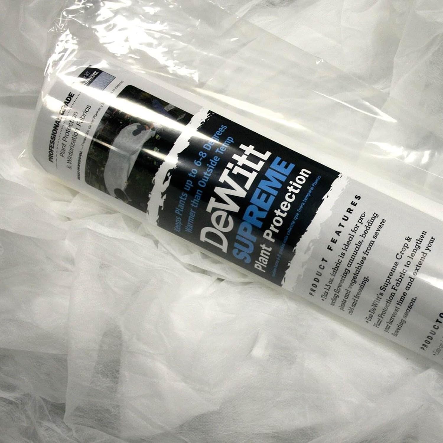 DeWitt Supreme Crop Protection Fabric, 1.5 oz, White, 6' x 50' - Frost & Freeze Blanket for Flowering Annuals